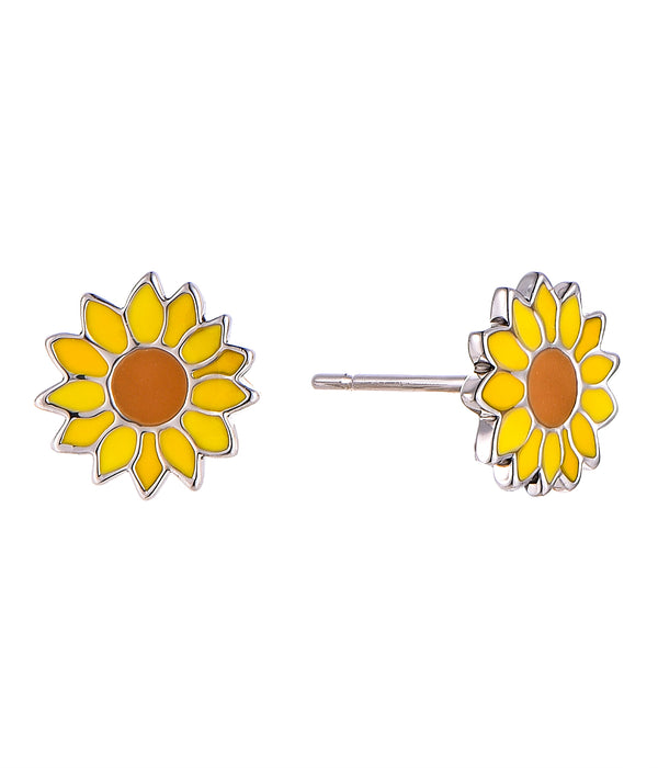 Casablanca Sterling Silver Sunflower Stud Earrings