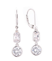 Casablanca Sterling Silver Double CZ Drop Earrings