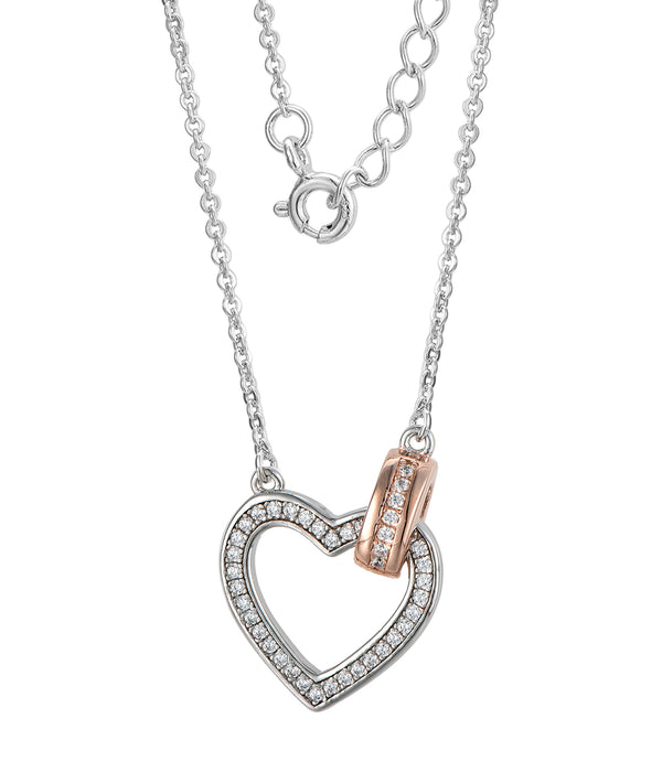 Casablanca Sterling Silver Linked Heart Necklace: Rose Gold