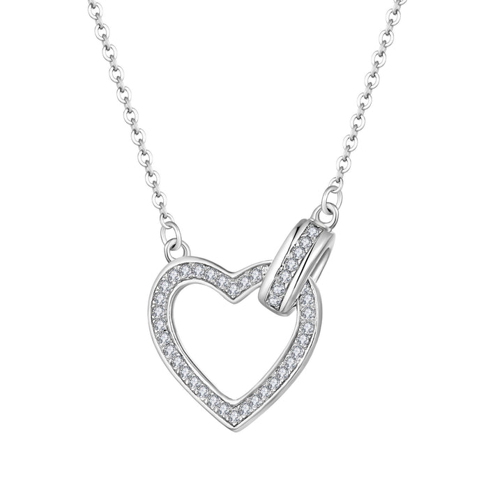 Casablanca Sterling Silver Linked Heart Necklace