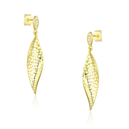Casablanca Yellow Gold Plated Drop Feather Earrings