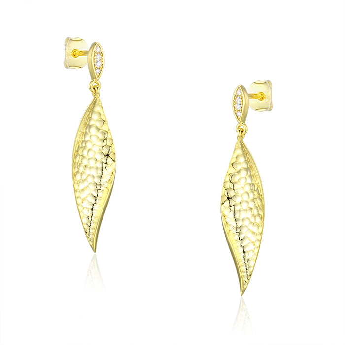 Casablanca Yellow Gold Plated Drop Feather Earrings
