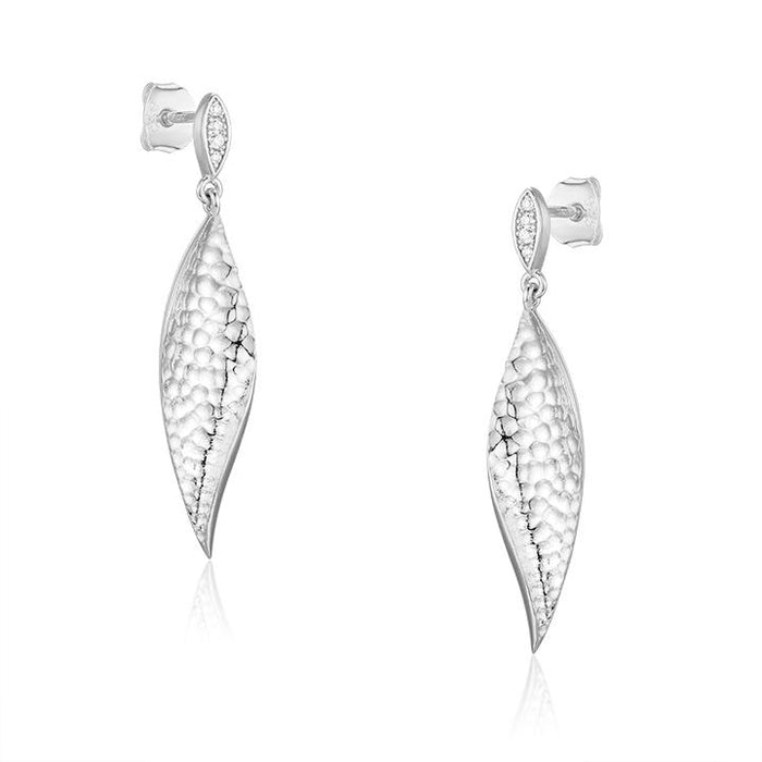 Casablanca Sterling Silver Drop Feather Earrings