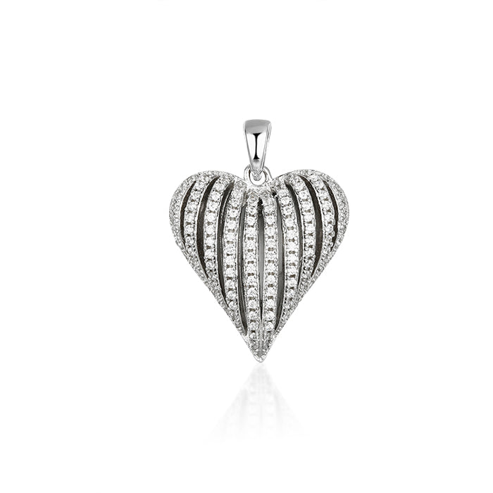 Casablanca Sterling Silver CZ Heart Necklace