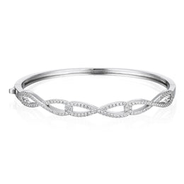 Casablanca Sterling Silver CZ Entwined Bangle Bracelet