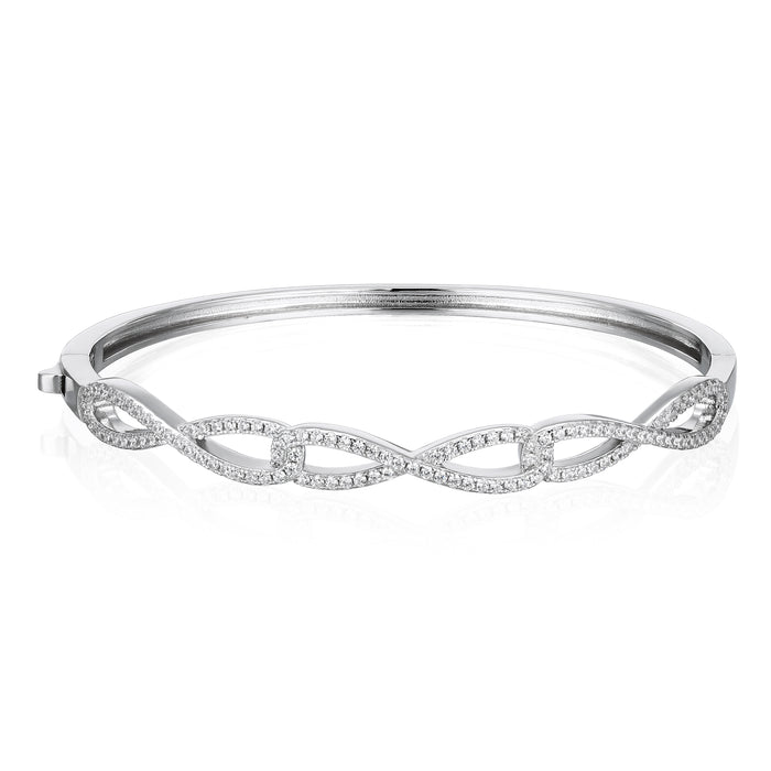 Casablanca Sterling Silver CZ  Entwined Bangle