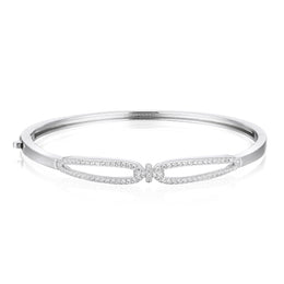 Casablanca Sterling Silver CZ & Entwined Bangle Bracelet