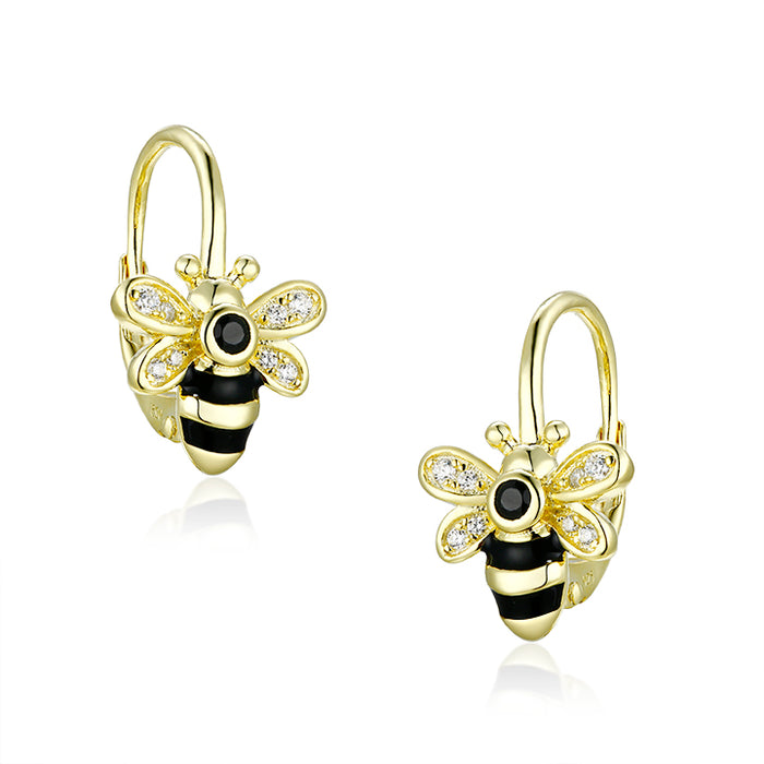 Casablanca Yellow Gold Plated Bee Earrings