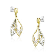 Casablanca Sterling Silver Two Tone Feather Earrings