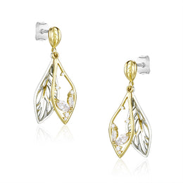 Casablanca Sterling Silver Two Tone Feather Earrings