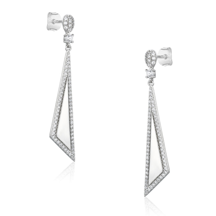 Casablanca Sterling Silver Drop Triangle Earrings