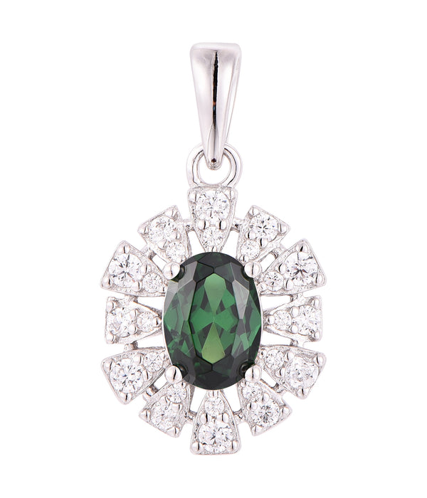 Casablanca Sterling Silver Emerald CZ Necklace