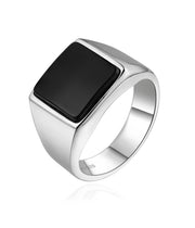 Casablanca Men's Black CZ Square Sterling Silver Ring