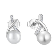 Casablanca Shell Pearl Forward Stud Earrings