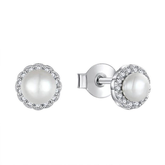 Casablanca Shell Pearl Stud Earrings