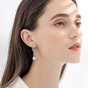 Casablanca Sterling Silver CZ & Pearl Drop Earrings