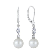 Casablanca Sterling Silver CZ & Pearl Drop Earrings