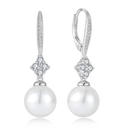 Casablanca Sterling Silver Shell Pearl Drop Earrings