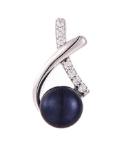 Casablanca Sterling Silver Black Pearl CZ Necklace