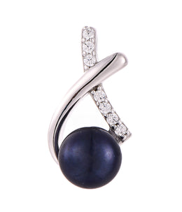 Casablanca Sterling Silver Black Pearl CZ Necklace