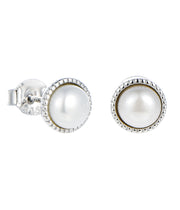Casablanca Sterling Silver Pearl Bezel Stud Earrings