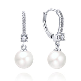 Casablanca Silver CZ & Pearl Hook Earrings
