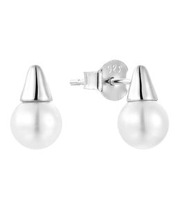 Casablanca Sterling Silver Shell Pearl Stud Earrings
