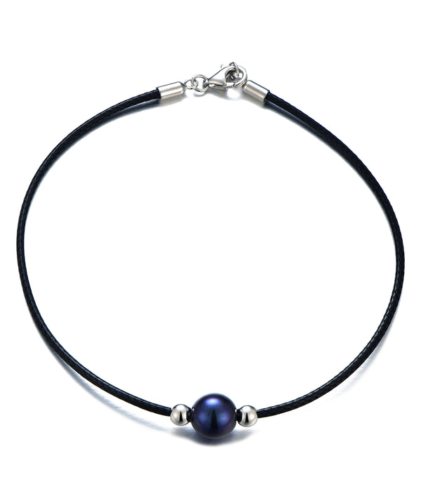 Casablanca Leather & Blue Pearl Bracelet