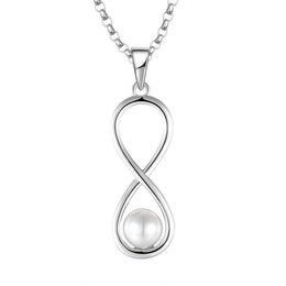 Casablanca Sterling Silver Pearl Infinity Drop Necklace