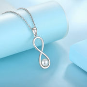 Casablanca Sterling Silver Pearl Infinity Drop Necklace