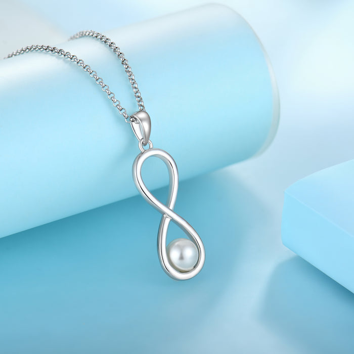 Casablanca Pearl Infinity Drop Necklace