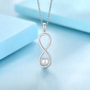 Casablanca Sterling Silver Pearl Infinity Drop Necklace