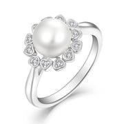 Casablanca Silver Flower Pearl Ring