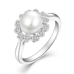 Casablanca Silver Flower Pearl Ring