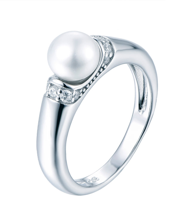 Casablanca Silver Round Pearl Ring