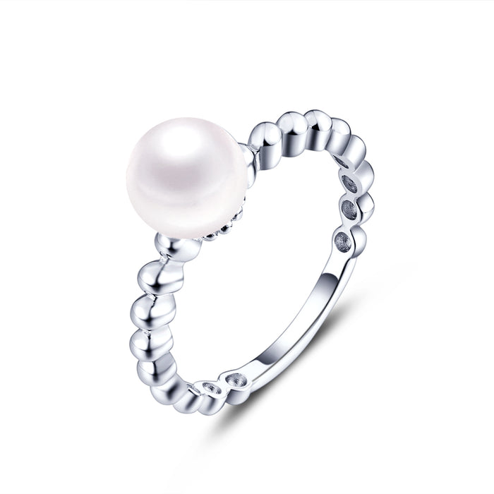 Casablanca Silver Beaded Pearl Ring