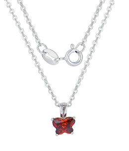Casablanca Butterfly Birthstone Sterling Silver Necklace: January