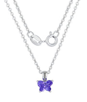 Casablanca Children's Butterfly Birthstone Sterling Silver Necklace