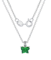 Casablanca Children's Butterfly Birthstone Sterling Silver Necklace