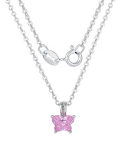 Casablanca Children's Butterfly Birthstone Sterling Silver Necklace