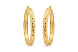 Yellow Gold Diamond Cut Earrings