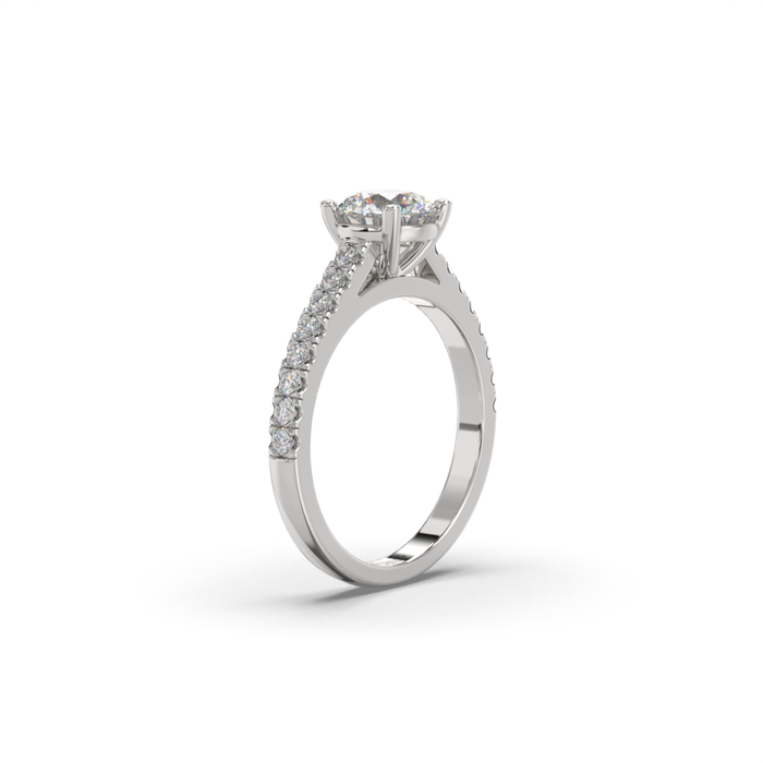 Diamond cathedral engagement ring