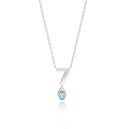 Custom Sterling Silver Number Birthstone Necklace