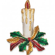 Gold Tone Christmas Candle Brooch