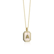 18k Yellow Gold Plated Silver Pearl Initial Zodiac & Initial Gemstone Pendant Necklace – Octagon AW24N004G