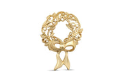 Gold Plated Holiday Wreath Brooch