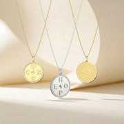 18k Yellow Gold Plated Personal Story Medallion Necklace – Lucky Symbol & Engravable AW24N001G