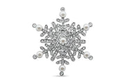 Silver Tone Rhodium Crystal Winter Snowflake Brooch
