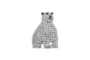Silver Tone Rhodium Crystal Polar Bear Brooch