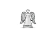 Silver Tone Rhodium Crystal Angel Brooch